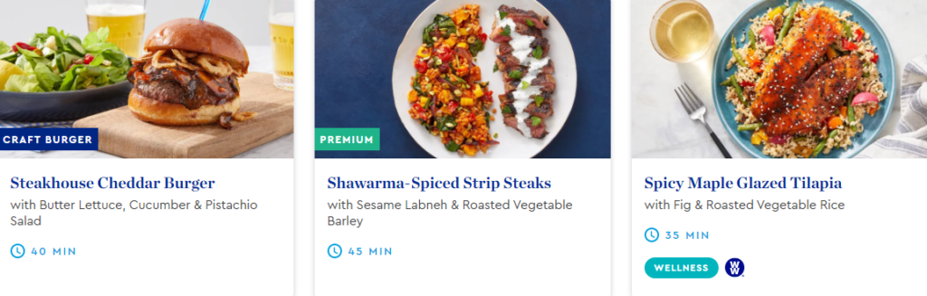 Blue Apron signature menu on Healthy N' Exercise